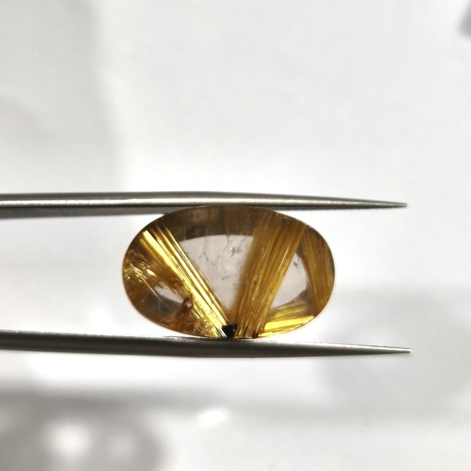 Golden rutilated oval quartz cabochon with fancy rutile. 21.7x13.3mm.12.62ct Lots Of Beautiful Inclusions-Healing Power Quartz-Mother Nature