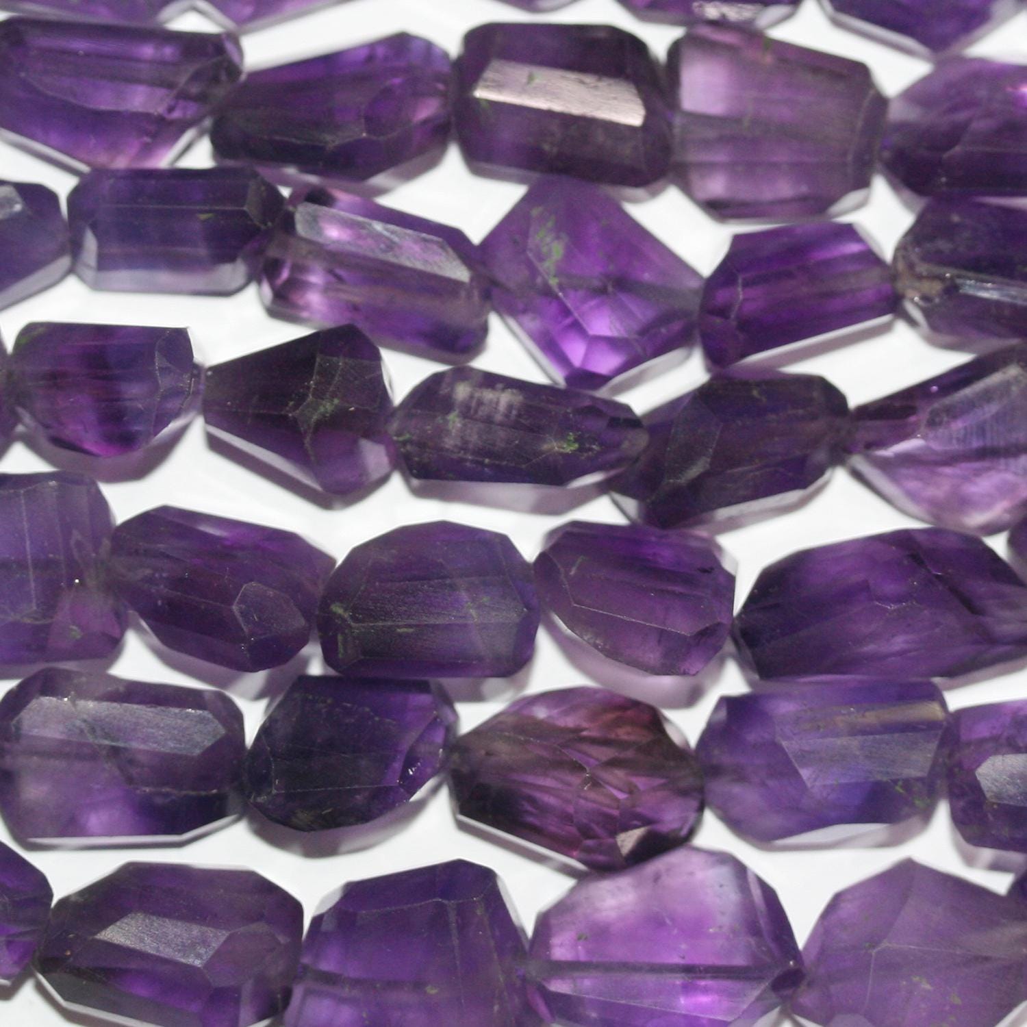 14" St  Amethyst Faceted Nugget Beads 12-10mm.Approx.-Strand 36mm.