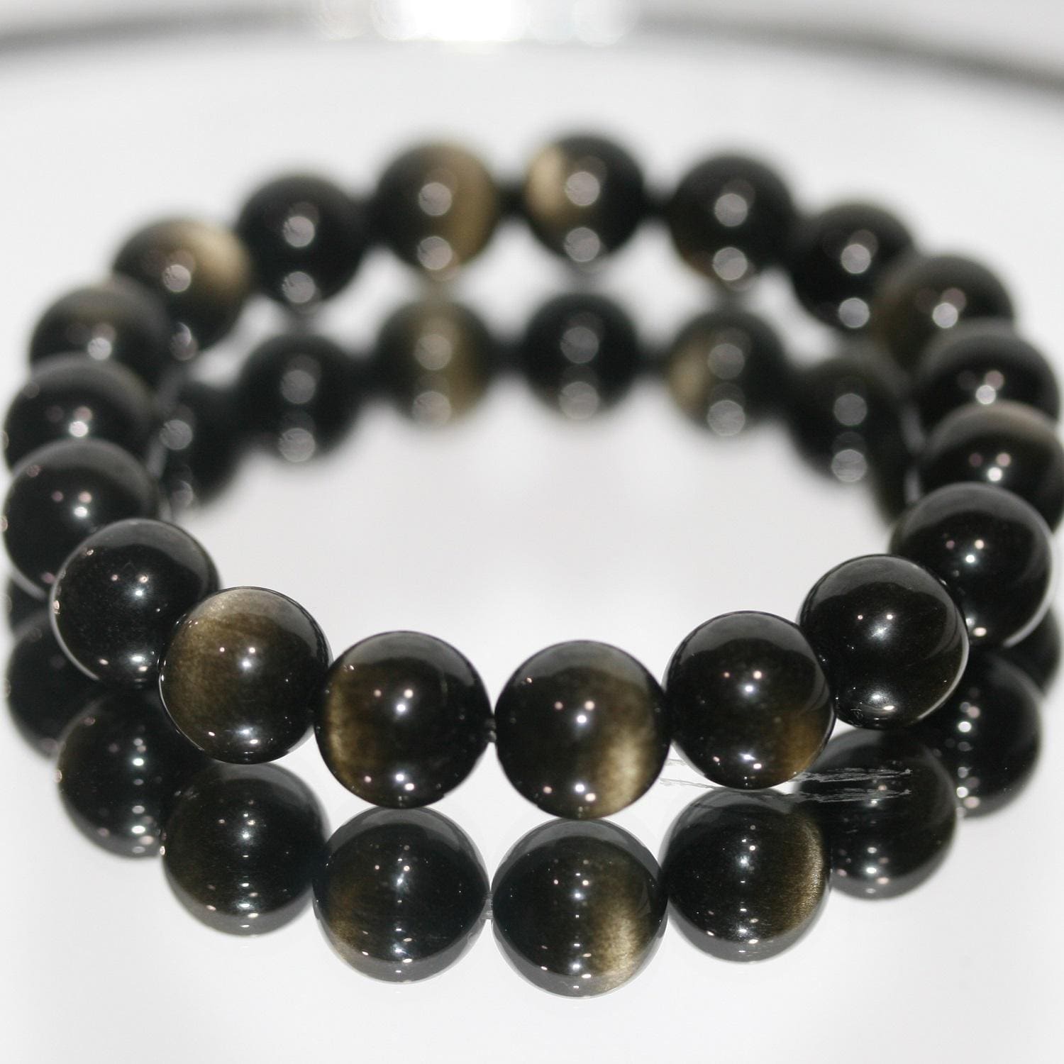 Pulsera de Obsidiana Dorada Bola Lisa 10mm Ref.14862 - Poder Curativo