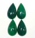 4 cabochons en agate verte en forme de goutte, 23 x 13 mm. (4 pièces).