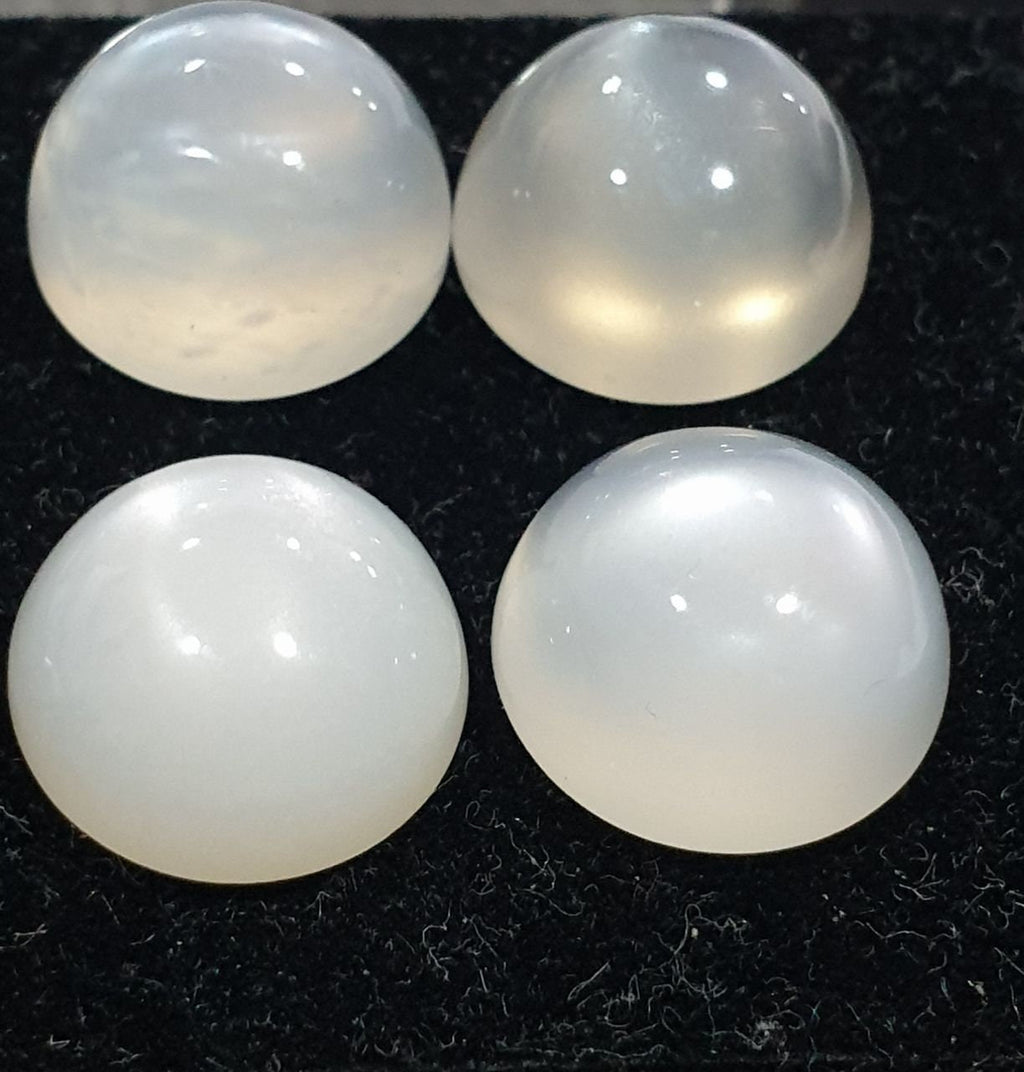 Lote de 4 cabujones redondos de piedra lunar blanca de 13 mm. (4 piezas)
