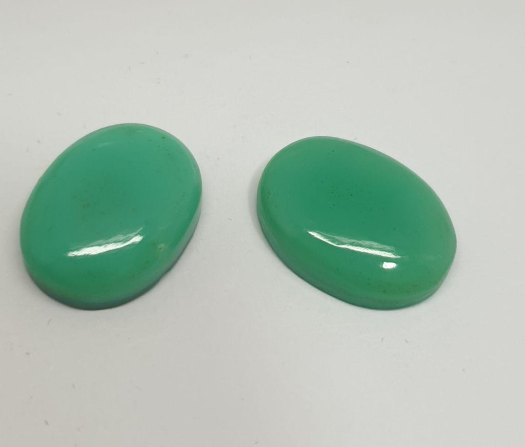 1 Matching Pair Apple Green Oval Chrysoprase Cabochon 20x15mm 28.8ct Natural Untreated Gemstone