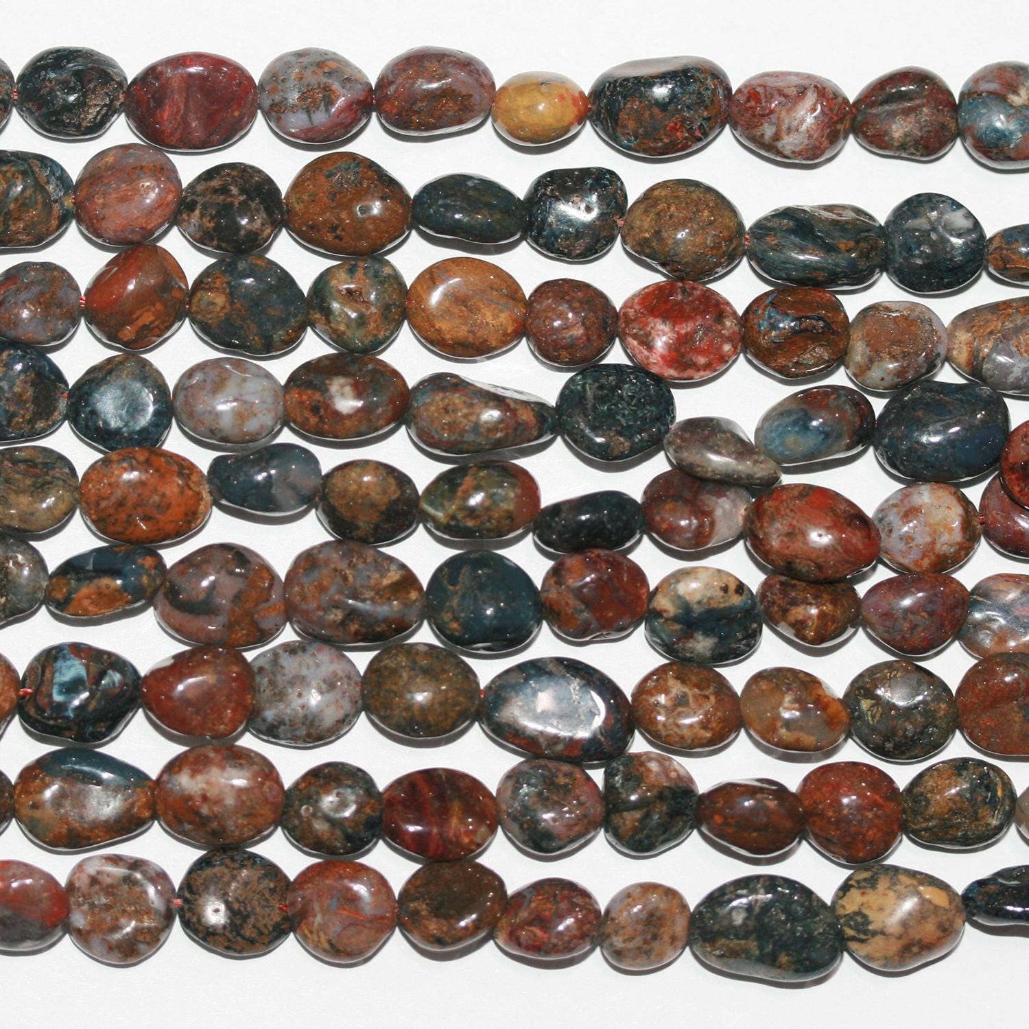 Cuentas de pepitas lisas de St Pietersite de 17", 8-10 mm, tira de 39 cm.