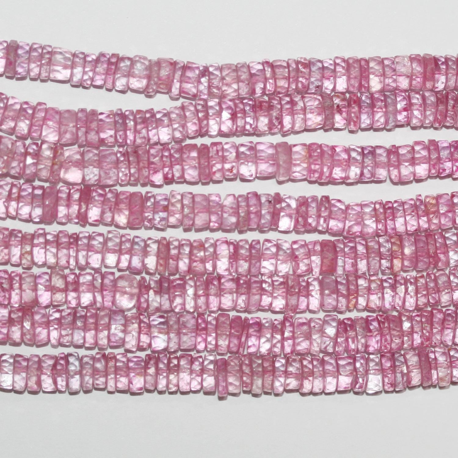 Cuentas redondas facetadas de topacio rosa de 16" (5 x 2 mm) - Hilo de 40 cm