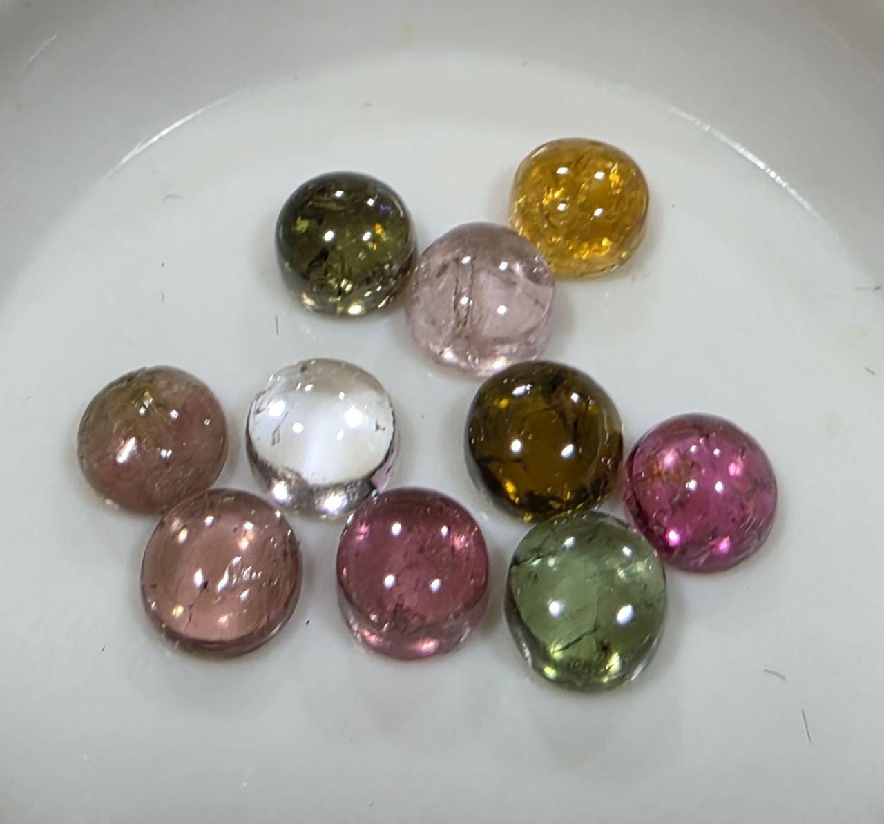 Tourmaline Lot Round Cabochons 4-4.2mm.-(10pcs)  -Gemstone Parcels-Loose Stones Wholesale Price