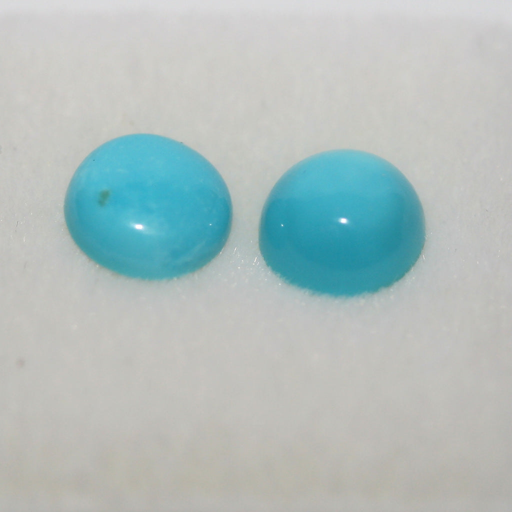 Natural Arizona Turquoise Pair Round Cabochon 6.5mm.-(2Pcs)