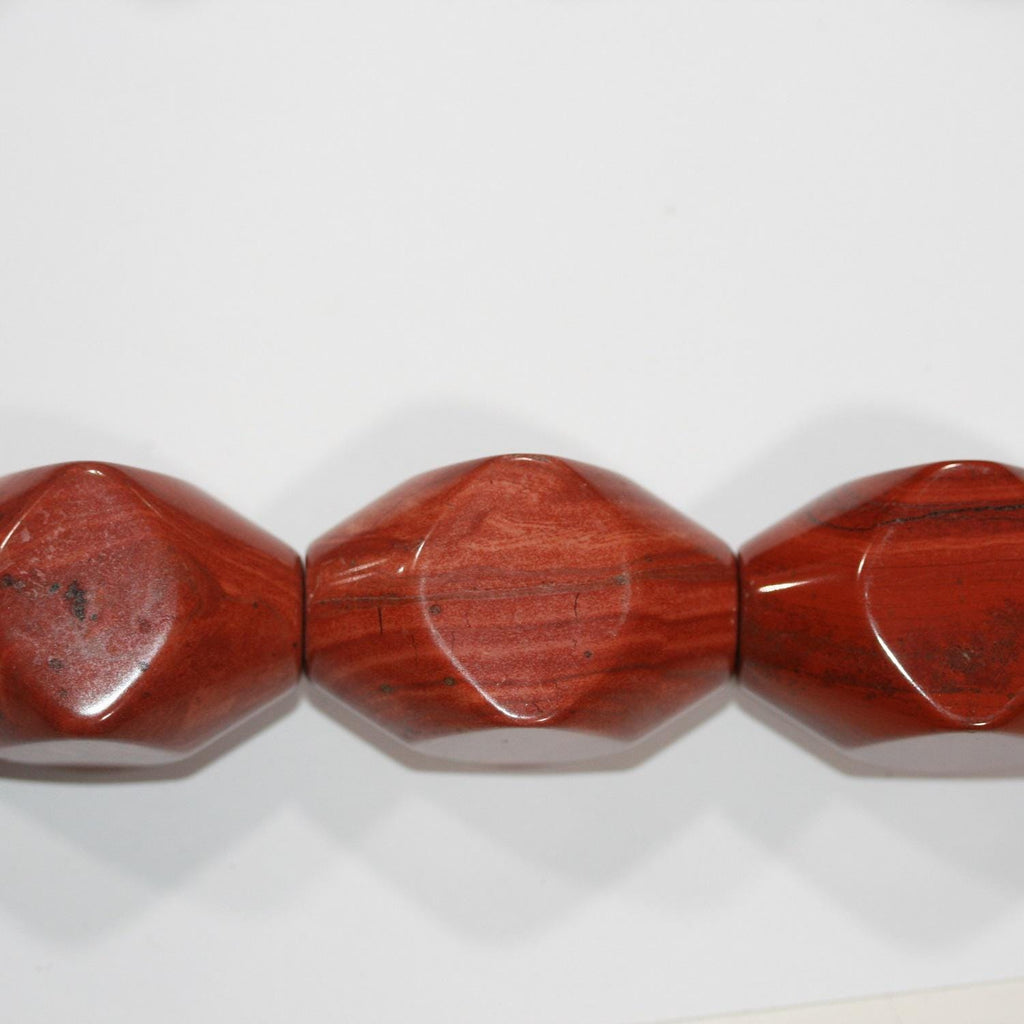12" St Red Jasper Barrel Faceted Beads 40x25mm.-Strand 36cm