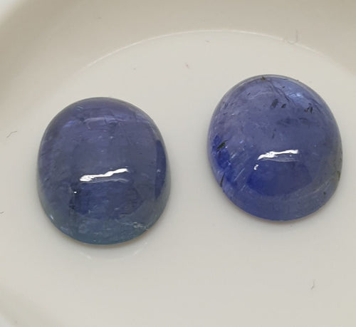 1 Pair Tanzanite Oval Cabochons 9x7mm Tanzanite 2 pcs  Lot Natural Gemstones  -Gemstone Parcels-Loose Wholesale Price-Natural Gems Tanzania