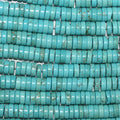 16" Cuentas de disco lisas de color turquesa 8x3 mm. - Hilo 40cm.