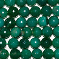 14" St Green Agate Faceted Round Beads 12mm.-Strand 38cm
