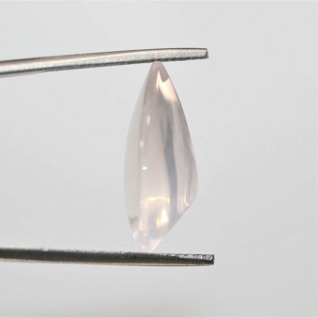 Cabochon poire en quartz rose AAA avec culasse 21,7 x 14,5 mm (12,53 ct) - Quartz rose de qualité supérieure - Matériau naturel - Taille bombée - Pièce de créateur