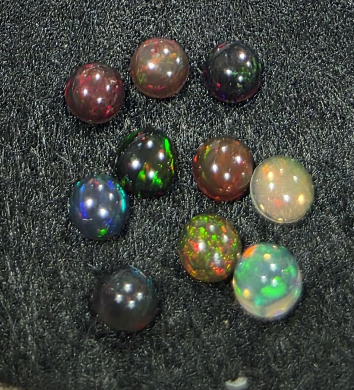 Ethiopian Black Opal Lot Round Cabochon 3mm. (10pcs)  -Gemstone Parcels-Loose Stones Wholesale Price
