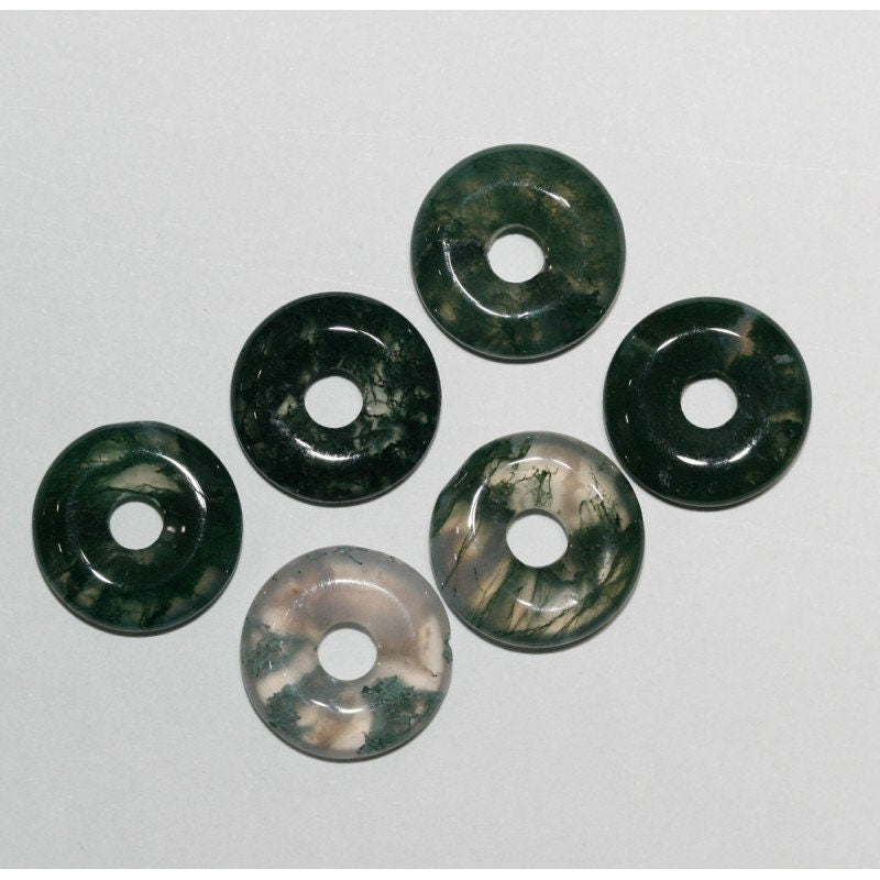 Pendentif rond en agate mousse (6 pièces) 16 mm.