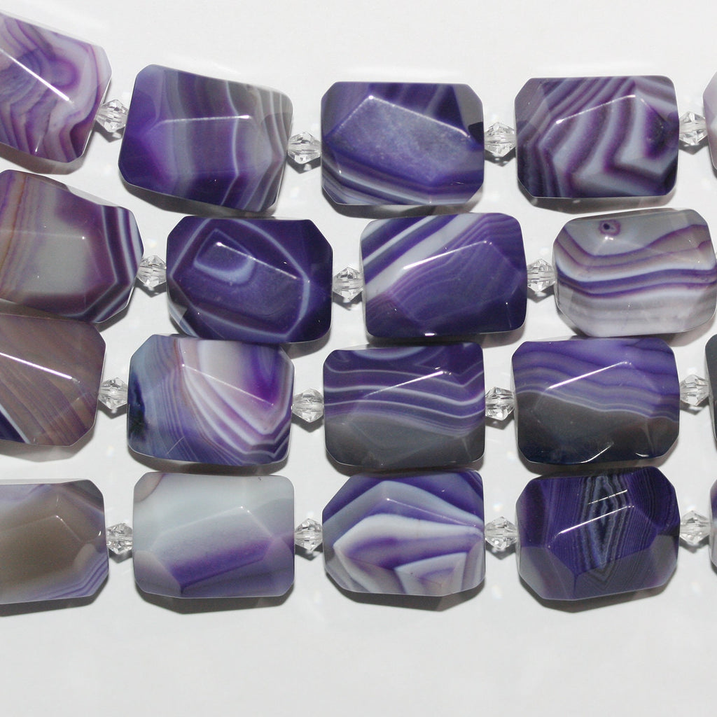 12" St Purple Stripe Agate Faceted Nugget Beads 20x15mm.Approx.-Strand 36cm.