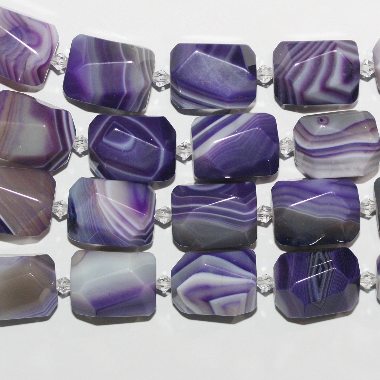 12" St Purple Stripe Agate Faceted Nugget Beads 20x15mm.Approx.-Strand 36cm.
