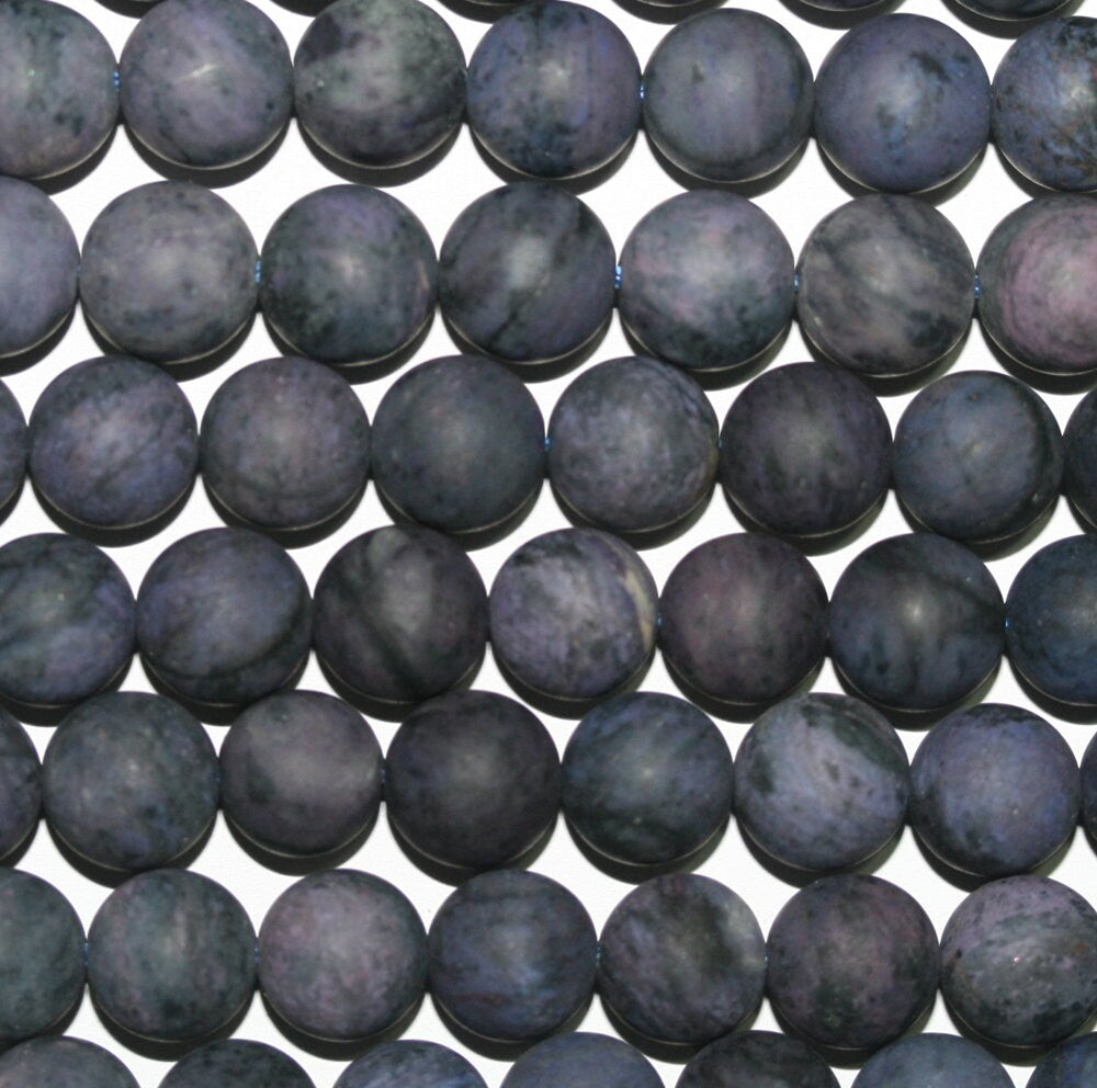 Cuentas redondas de St. Dumortierita de 40 cm, acabado mate liso, 10 mm. Tira de 40 cm.