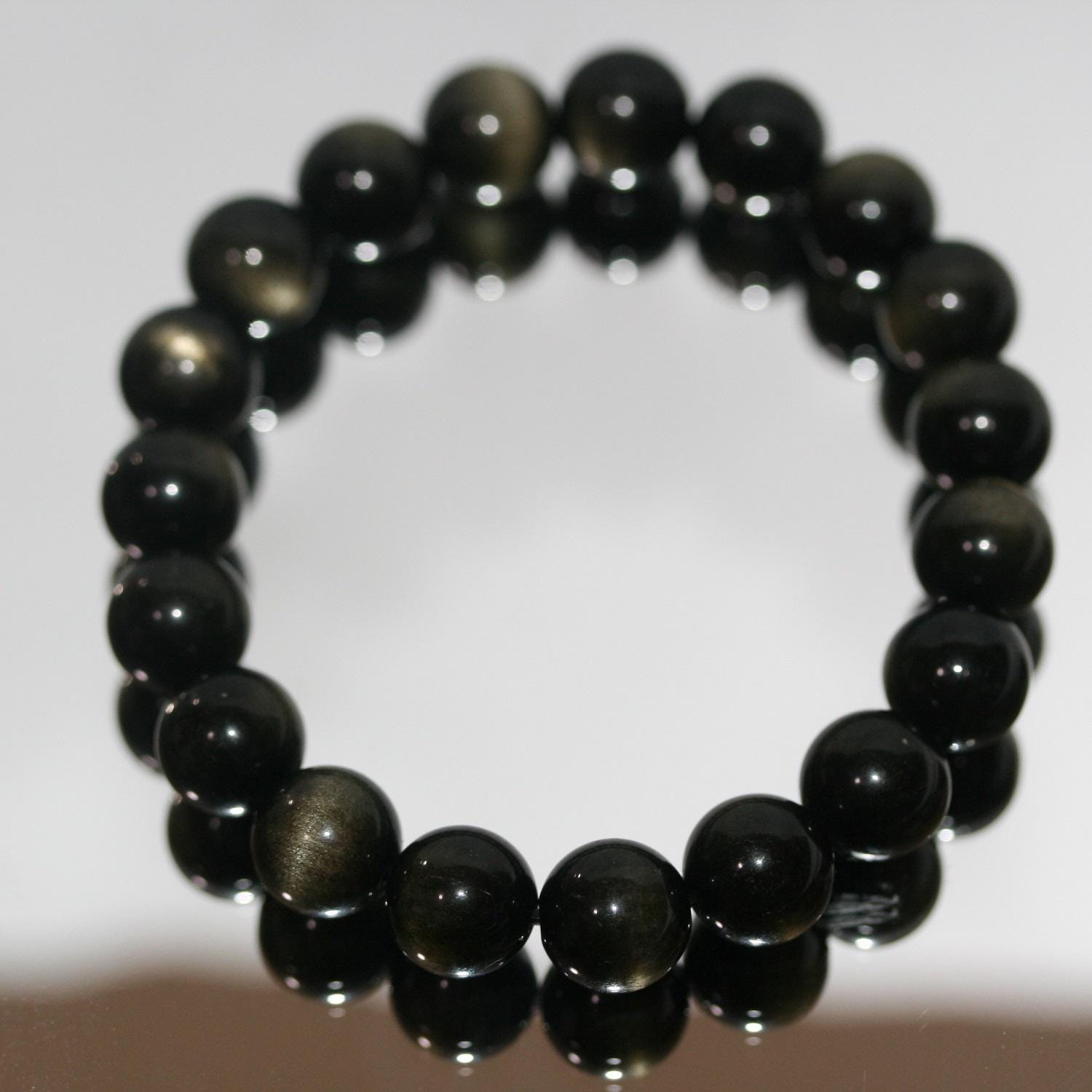 Pulsera de Obsidiana Dorada Bola Lisa 10mm Ref.14862 - Poder Curativo