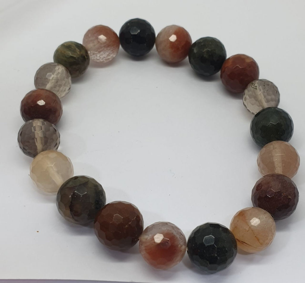 Pulsera elástica de cuarzo rutilado con cuentas redondas de 12 mm - Proveedor de joyas - Poder curativo - Brasil