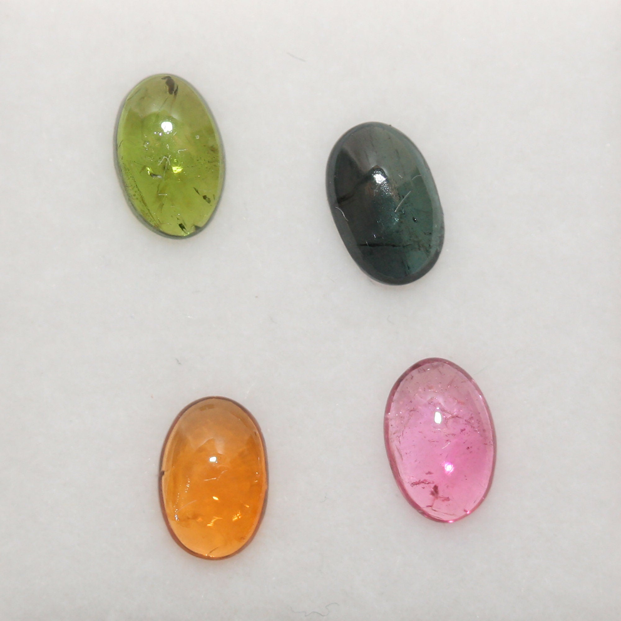 Tourmaline Lot Oval Cabochons 6x4mm.-(4pcs)  -Gemstone Parcels-Loose Stones Wholesale Price