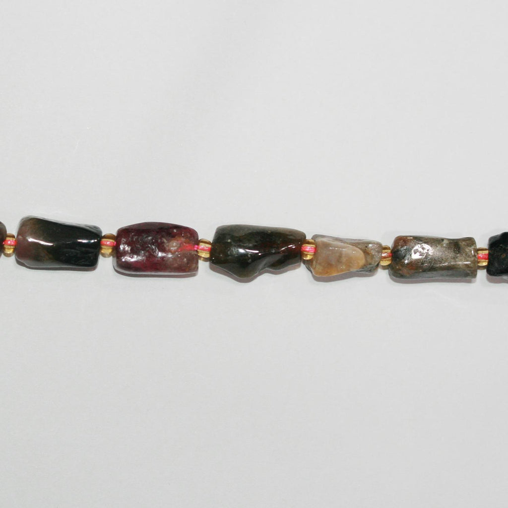 16" St Turmalina Lisa Irregular Tubo Perlas 13x8mm.-Aprox.-Hilo 40cm.