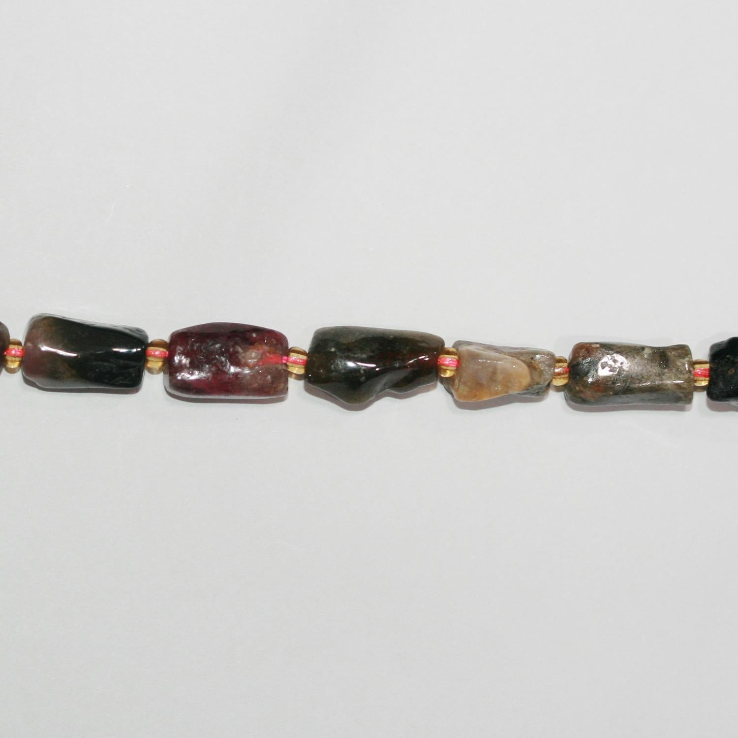 16" St Turmalina Lisa Irregular Tubo Perlas 13x8mm.-Aprox.-Hilo 40cm.