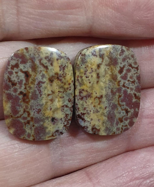 1 Pair Leopard Jasper Cabochons 20.5x15.5mm. Natural Stone