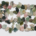 Perles de tourmaline St non polies en pépites de 8 pouces, 12-24 mm environ - Fil de 20 cm.