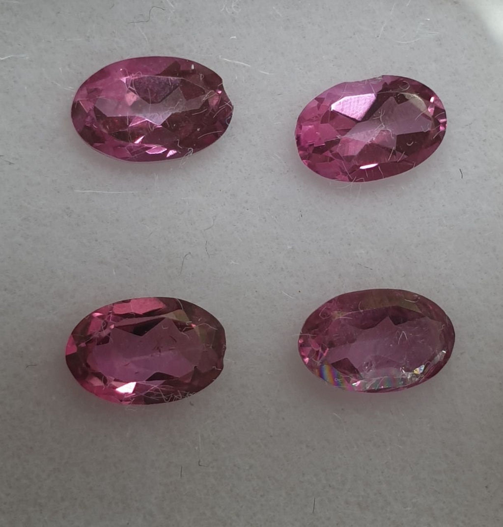 Lote de 4 topacios rosas facetados ovalados de 6 x 4 mm - Gemas al por mayor