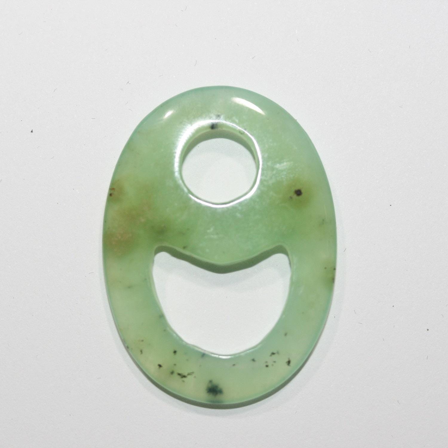 Pendentif ovale lisse en chrysoprase 34 x 25 mm - Réf. 14799