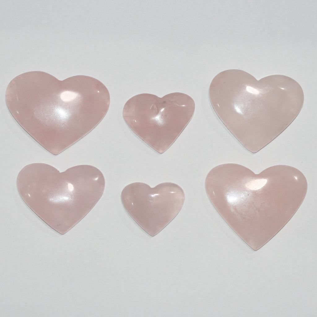 Pendentif cœur lisse en quartz rose sans perçage 20-40 mm.