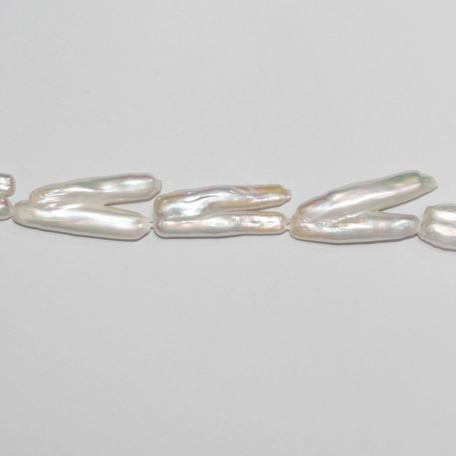 Perles de culture d'eau douce doubles Biwa, 16 pouces (environ 40 cm), 26 x 10 mm. Collier de 40 cm environ. Perles naturelles à prix de gros.