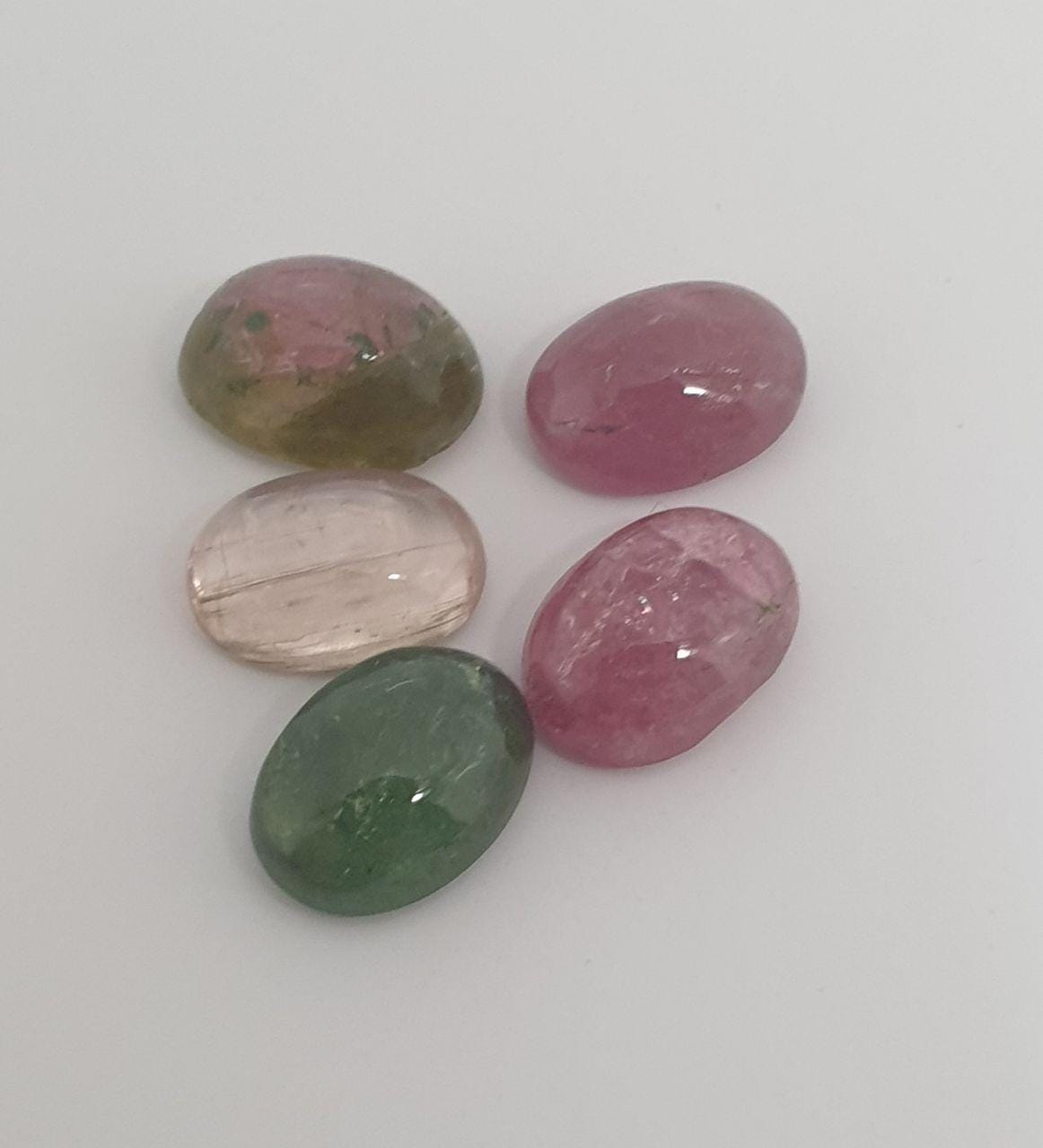 Tourmaline Lot Oval Cabochons 7x5.5mm.-(5pcs)  -Gemstone Parcels-Loose Stones Wholesale Price-Natural Gems