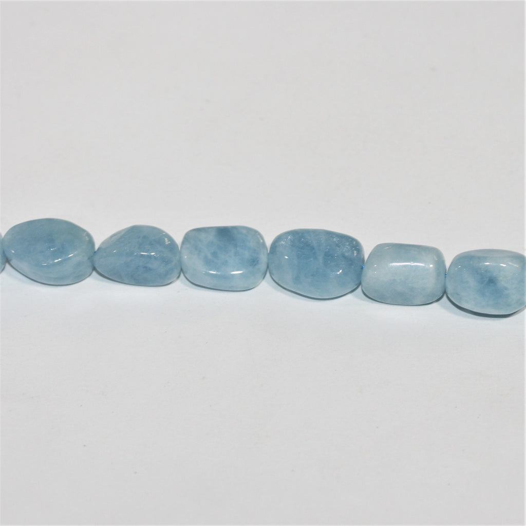 Cuentas ovaladas lisas de aguamarina Santa de 16" (16 x 11 mm). Aprox. - Hilo de 40 cm.