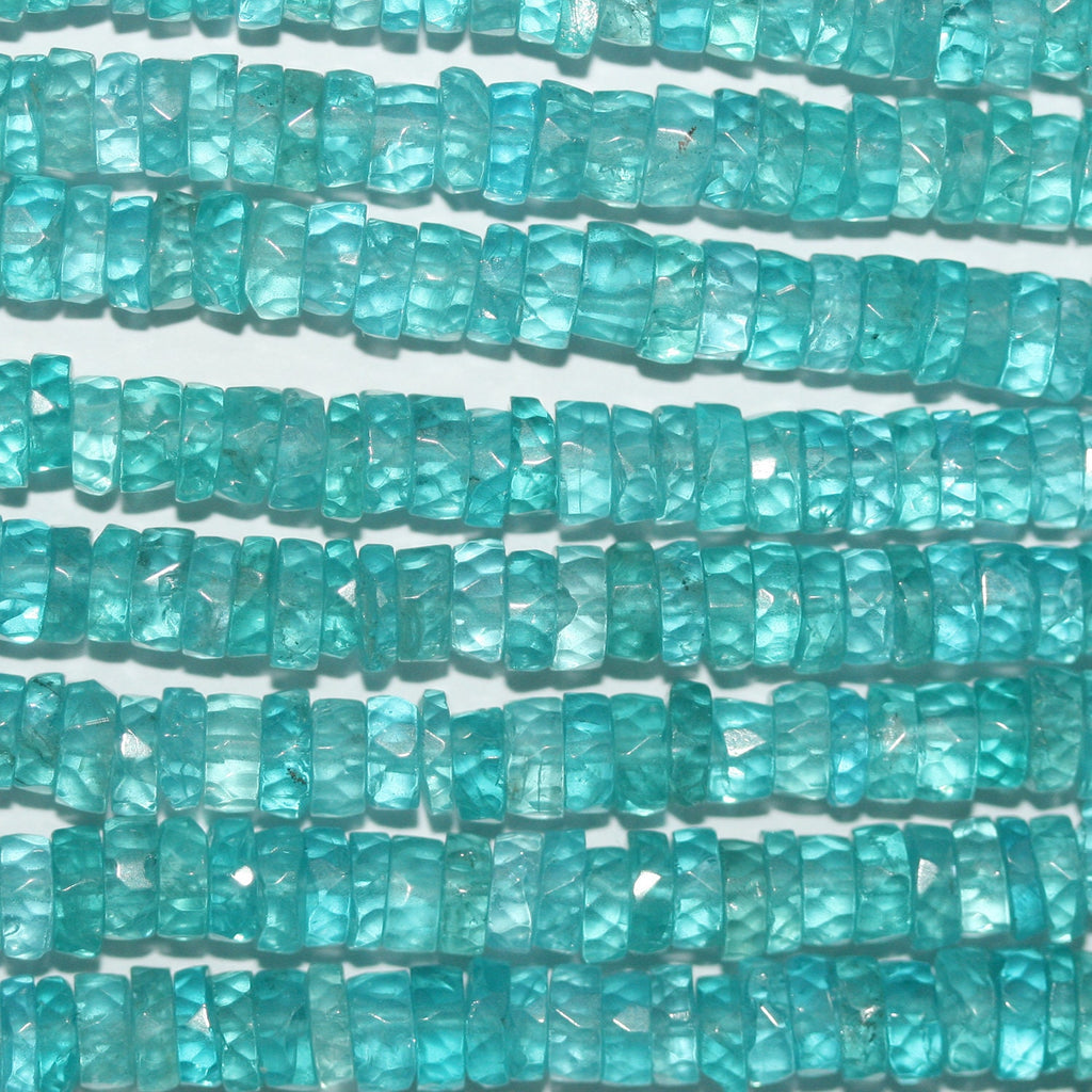 Cuentas redondas facetadas de apatita azul verdosa de 16" (5 x 2 mm) - Hilo de 40 cm