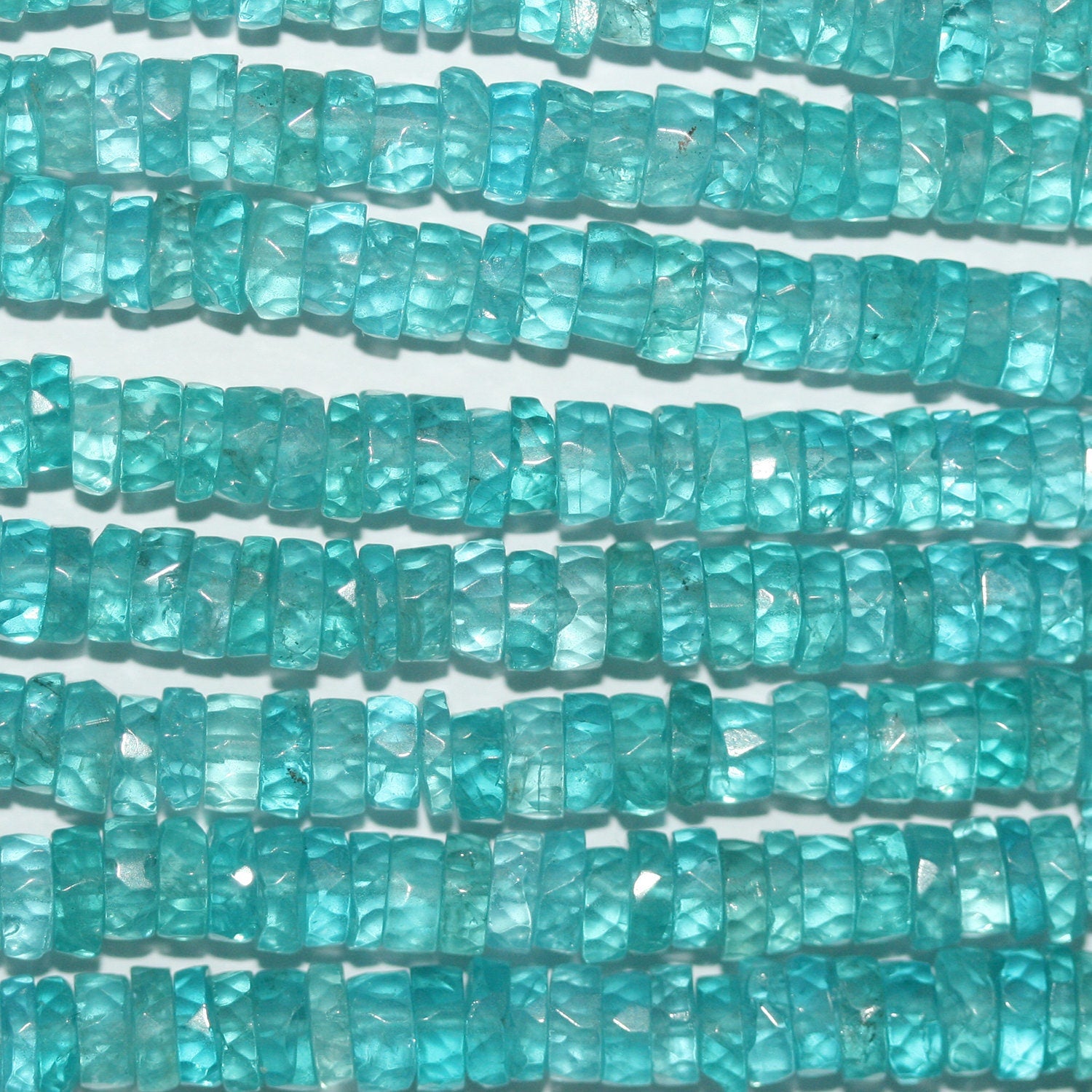 Cuentas redondas facetadas de apatita azul verdosa de 16" (5 x 2 mm) - Hilo de 40 cm