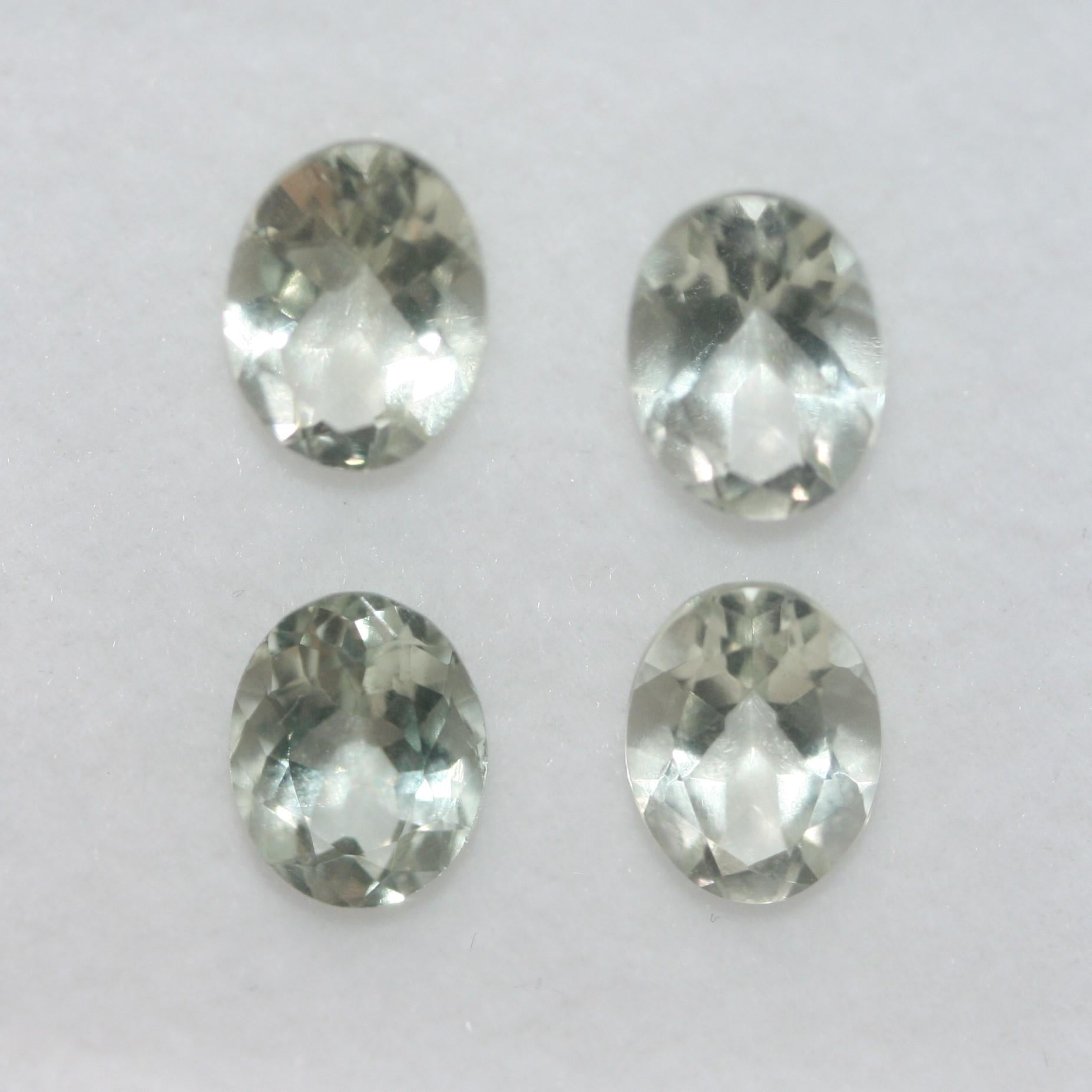 Lote de 4 piezas de prasiolita facetada ovalada de 9 x 7 mm (4 piezas) - Artículo 658LO