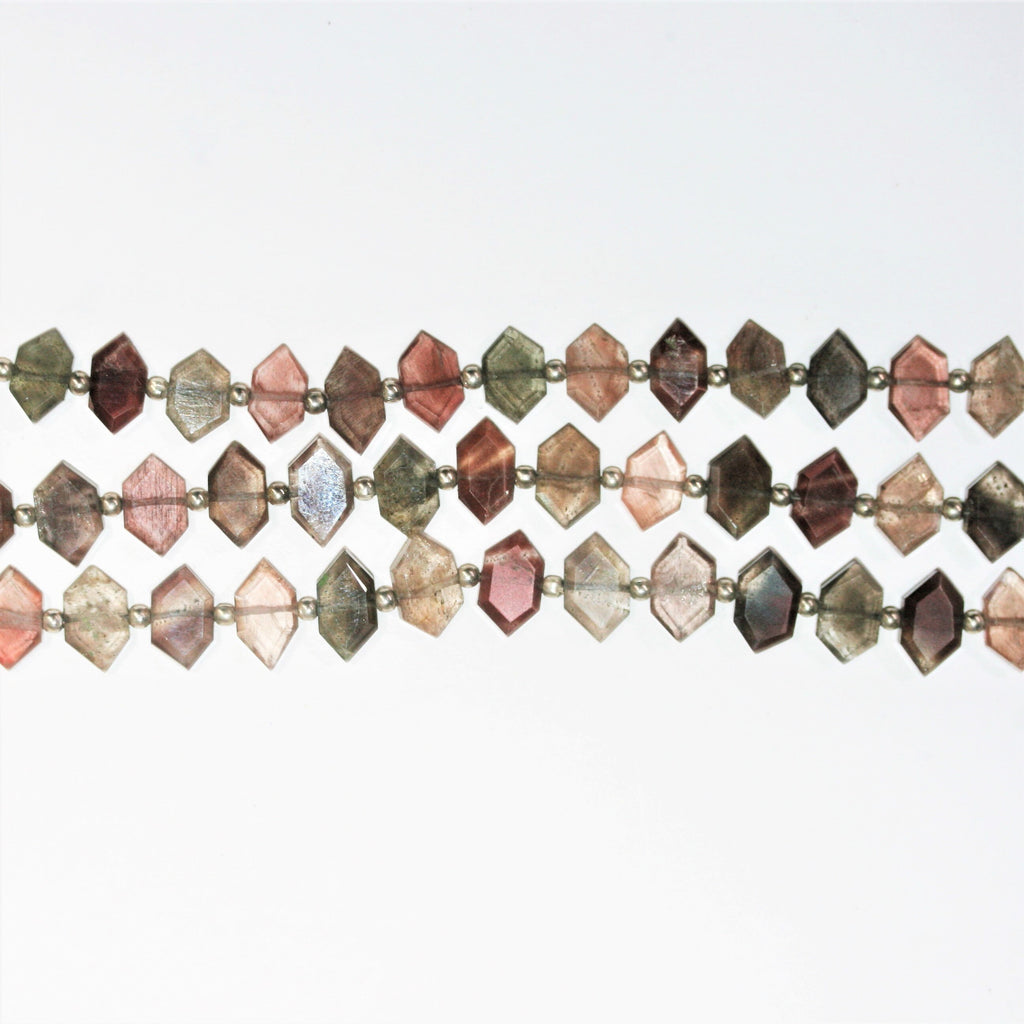 Perles de diamant facettées en spectrolite St de 8 pouces (6 x 10 mm) - Fil de 21 cm