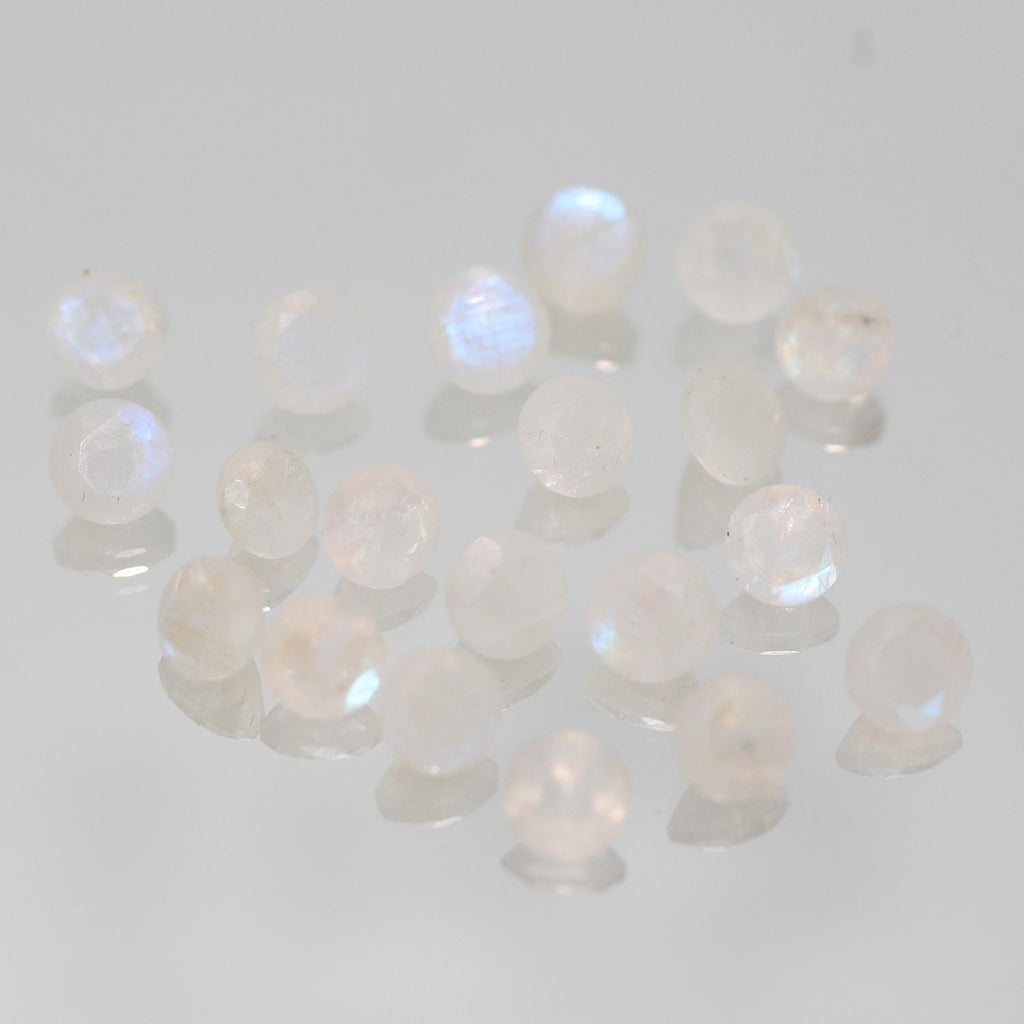 Lote de 20 piedras lunares facetadas redondas de 6 mm (20 uds.)