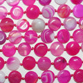 Perles rondes lisses en agate rayée fuchsia St, 15 mm, 40 cm de long.