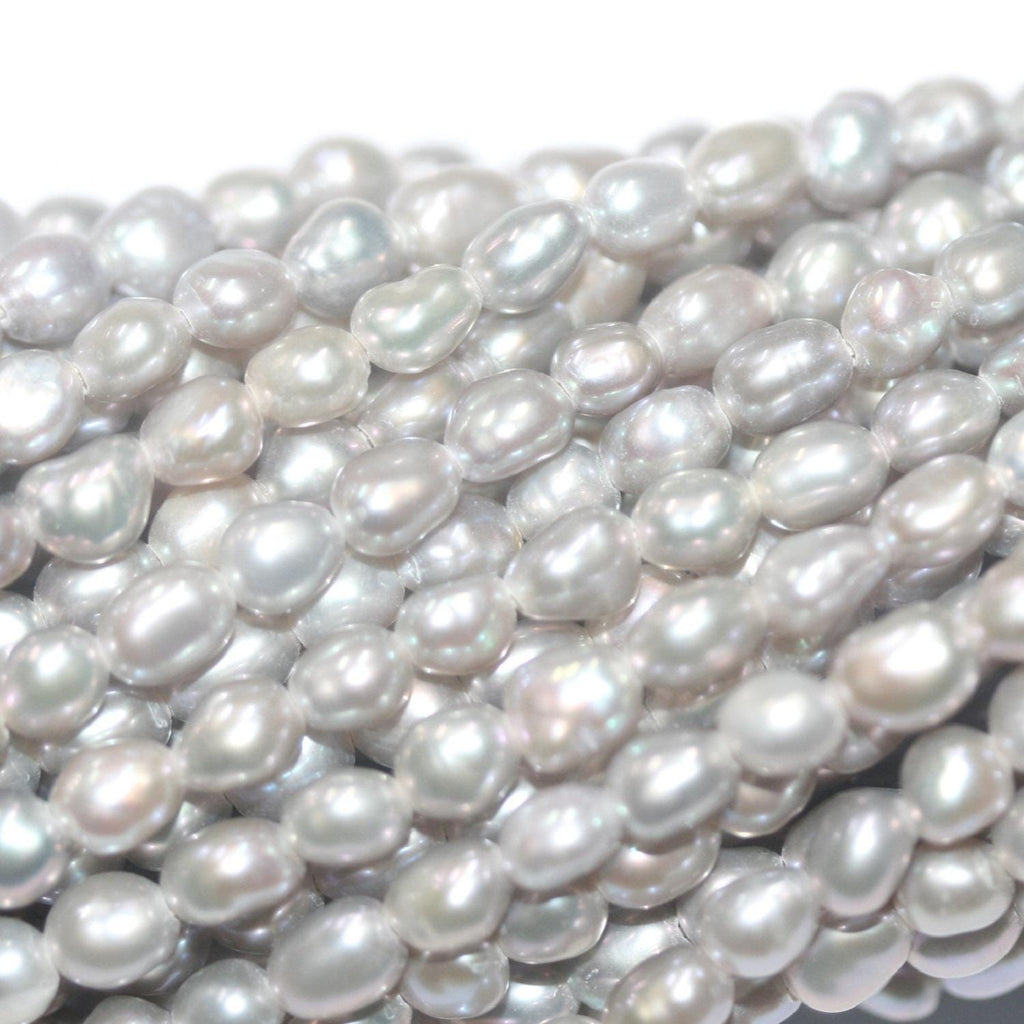 12" St Gray Oval Pearl 3,5-4mm -Strand 36cm.  -Natural Pearls wholesale Prices