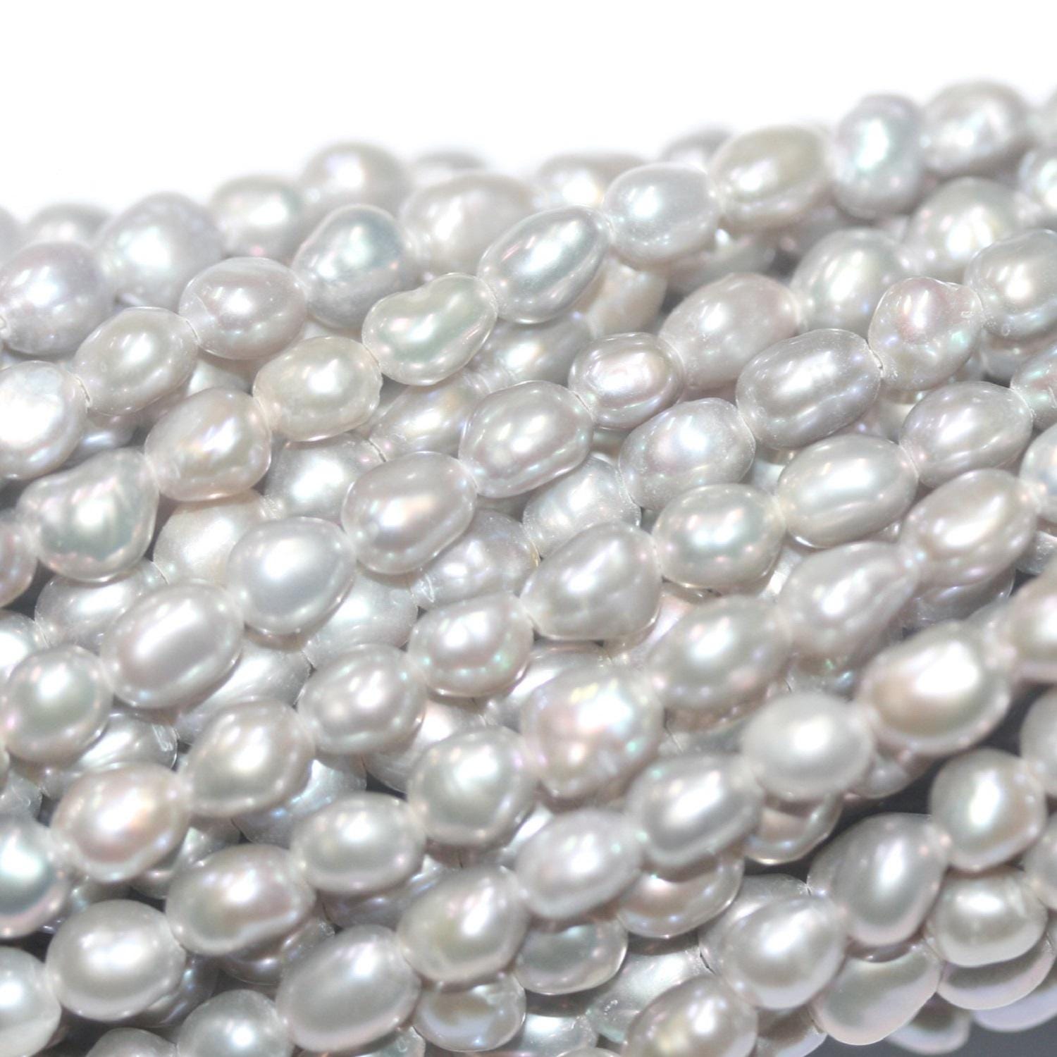 12" St Gray Oval Pearl 3,5-4mm -Strand 36cm.  -Natural Pearls wholesale Prices