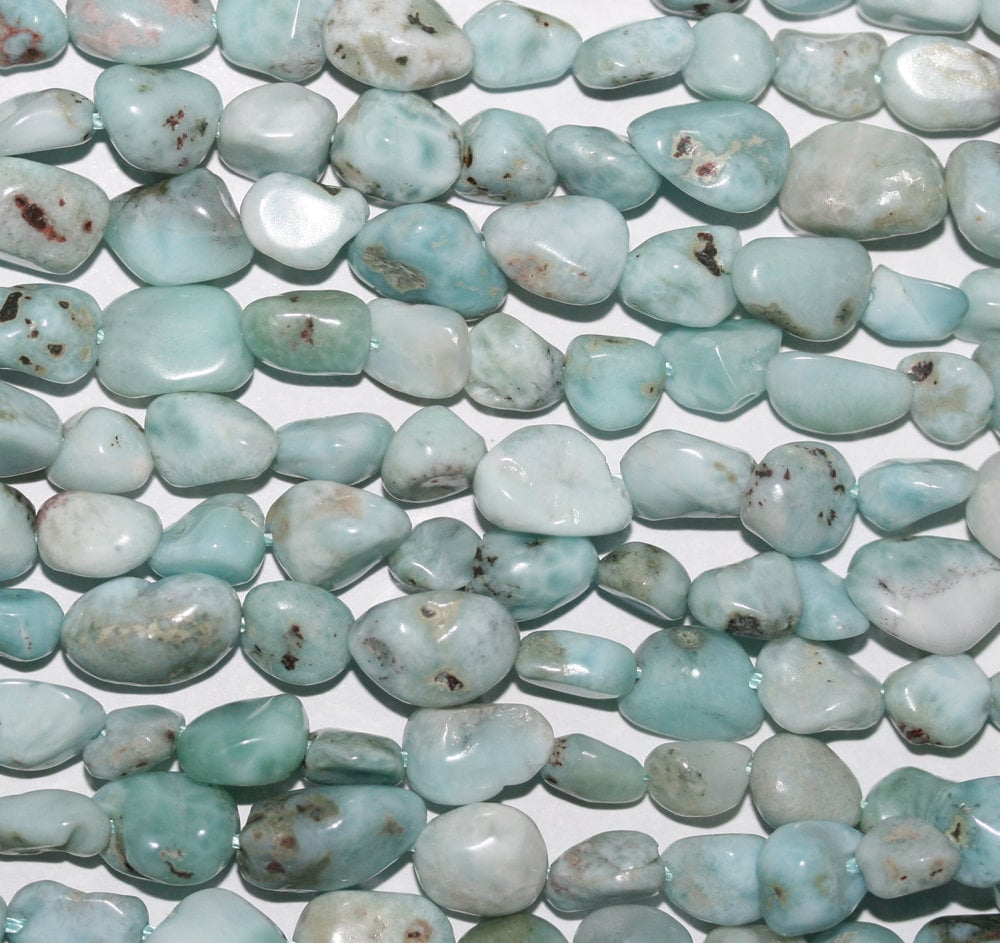 13" St Larimar Smooth Nugget Beads 10-15mm.-Strand 37cm.