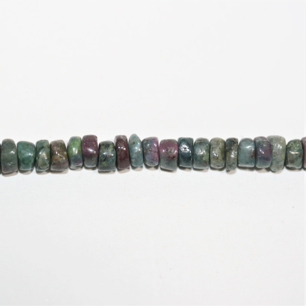 13" St Ruby Zoisite Irregular Smooth Disc Beads 4x2mm. Approx.- Strand 33cm.