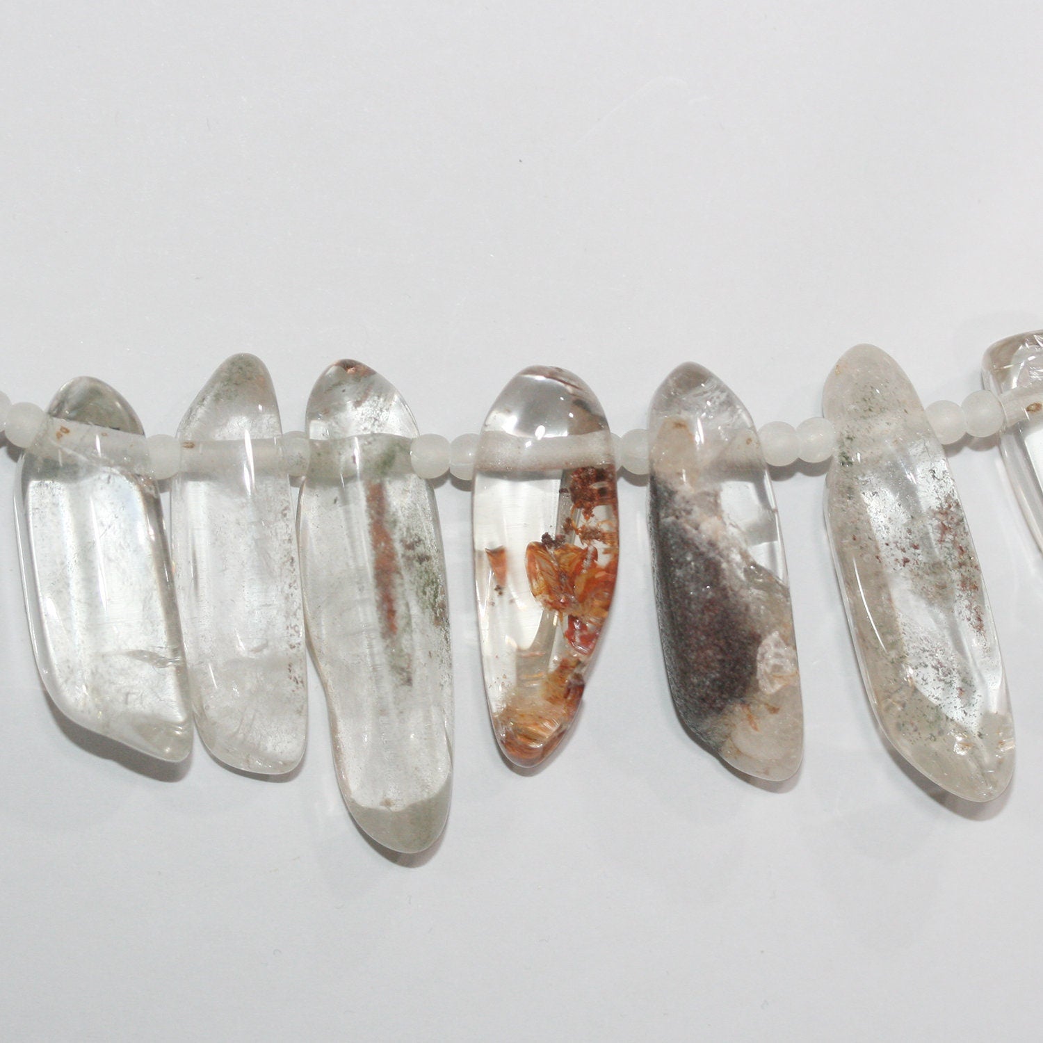 Perles en bâtonnet lisses de quartz lodolite St 15" 37x12mm.-Environ-Bande 39cm.