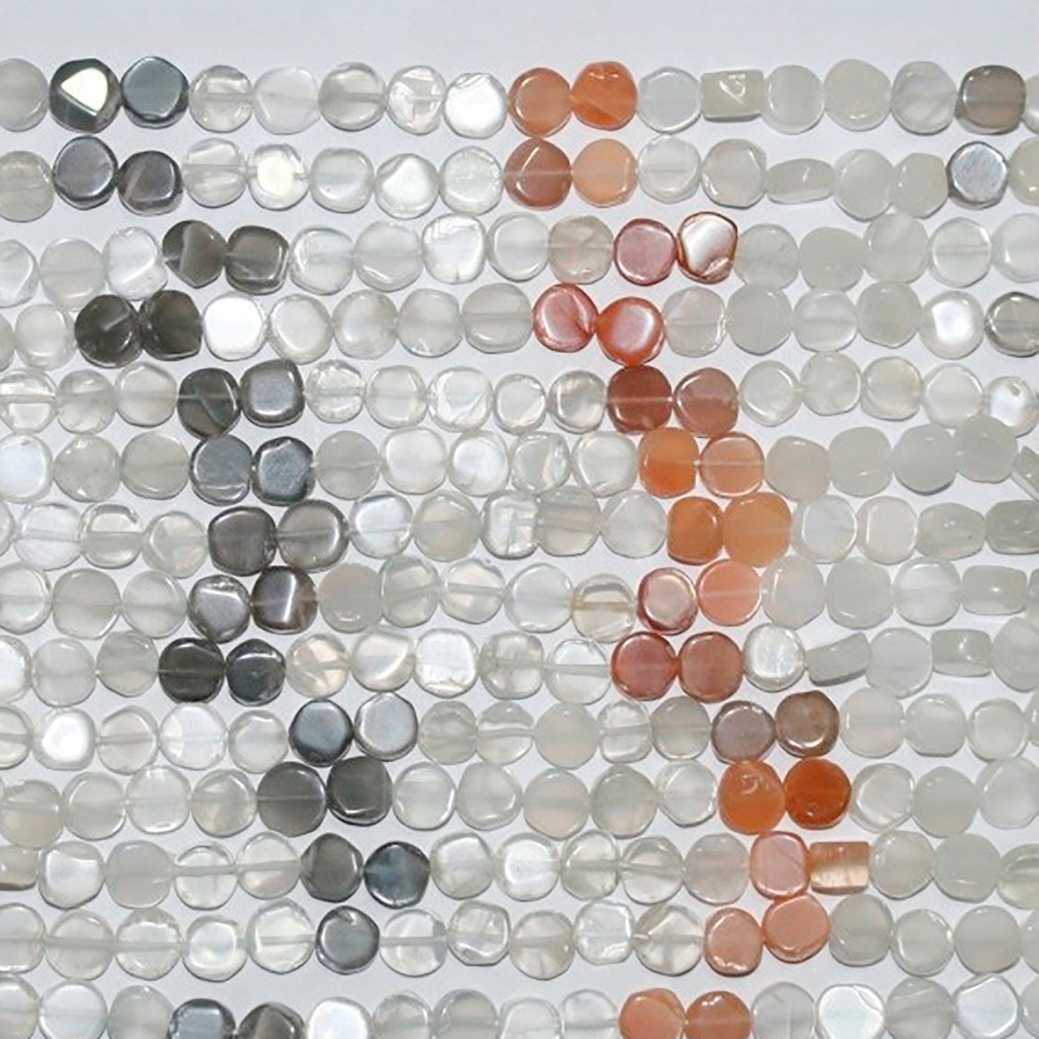 Perles rondes en pierre de lune multicolore lisse, 14 pouces (environ 7-8 mm) - Longueur du fil : 37 cm