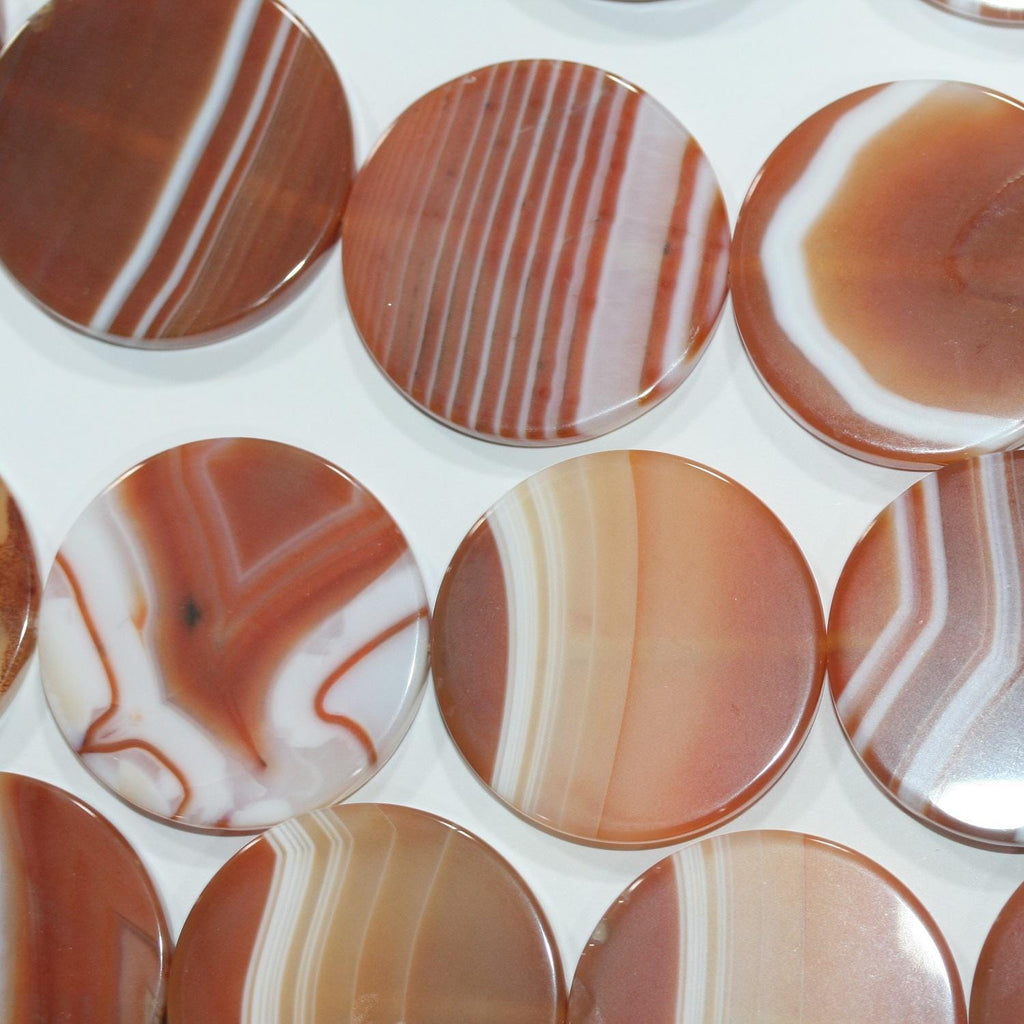 14" St Carnelian Striped Smooth Coin Beads 38x6mm.-Strand 38cm