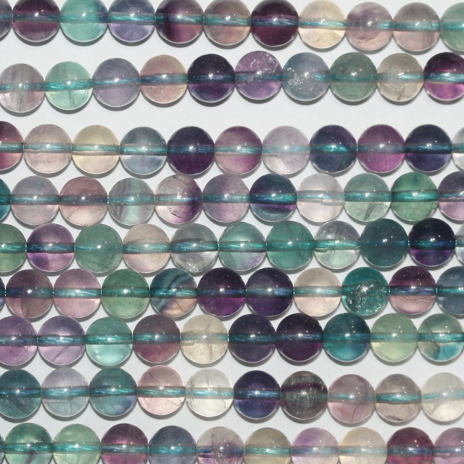 Perles rondes lisses en fluorite St, 8 mm, 15 pouces (38 cm) - Fil de 39 cm