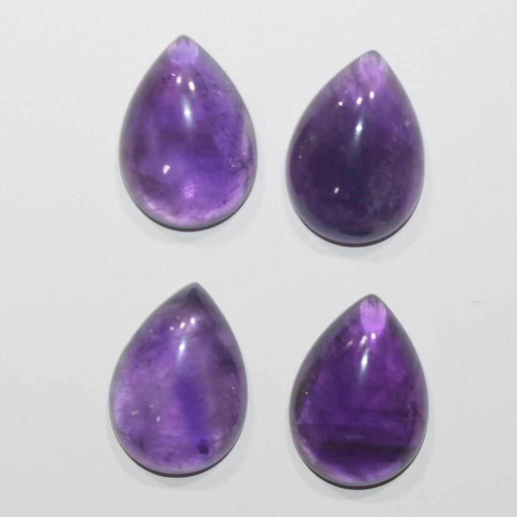 Lote de 4 cabujones de amatista lisos de 18 x 13 mm. (4 piezas)