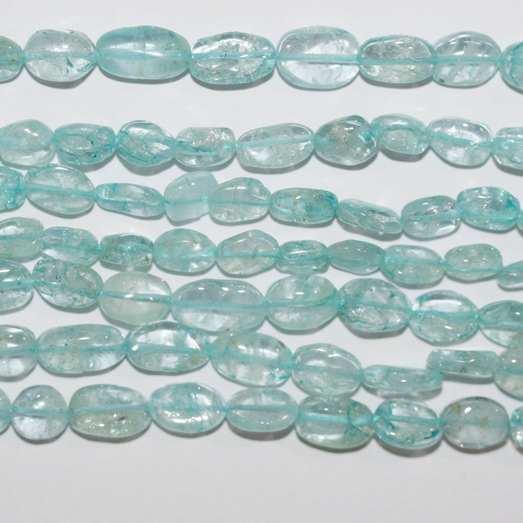 13" St. Aquamarine Smooth Oval Beads 7x5mm. Approx.- Strand 34cm.