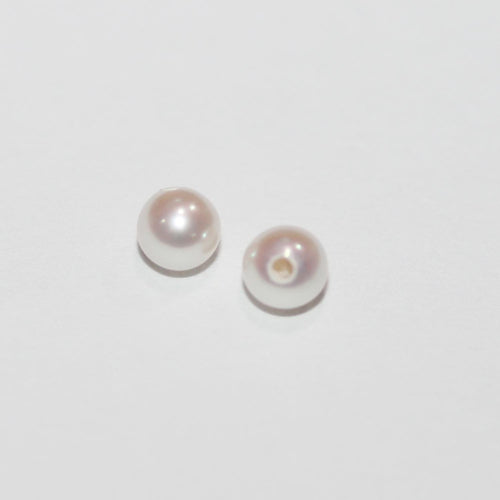 1 Pair High Cultured Round Pearl 4-4.5mm.-Half Drill. Round Natural  Pearl-Price Per 1 Pair- Pearl Earring